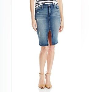 Black orchard, the pencil skirt, denim factory, distressed size 29 cool & comfy